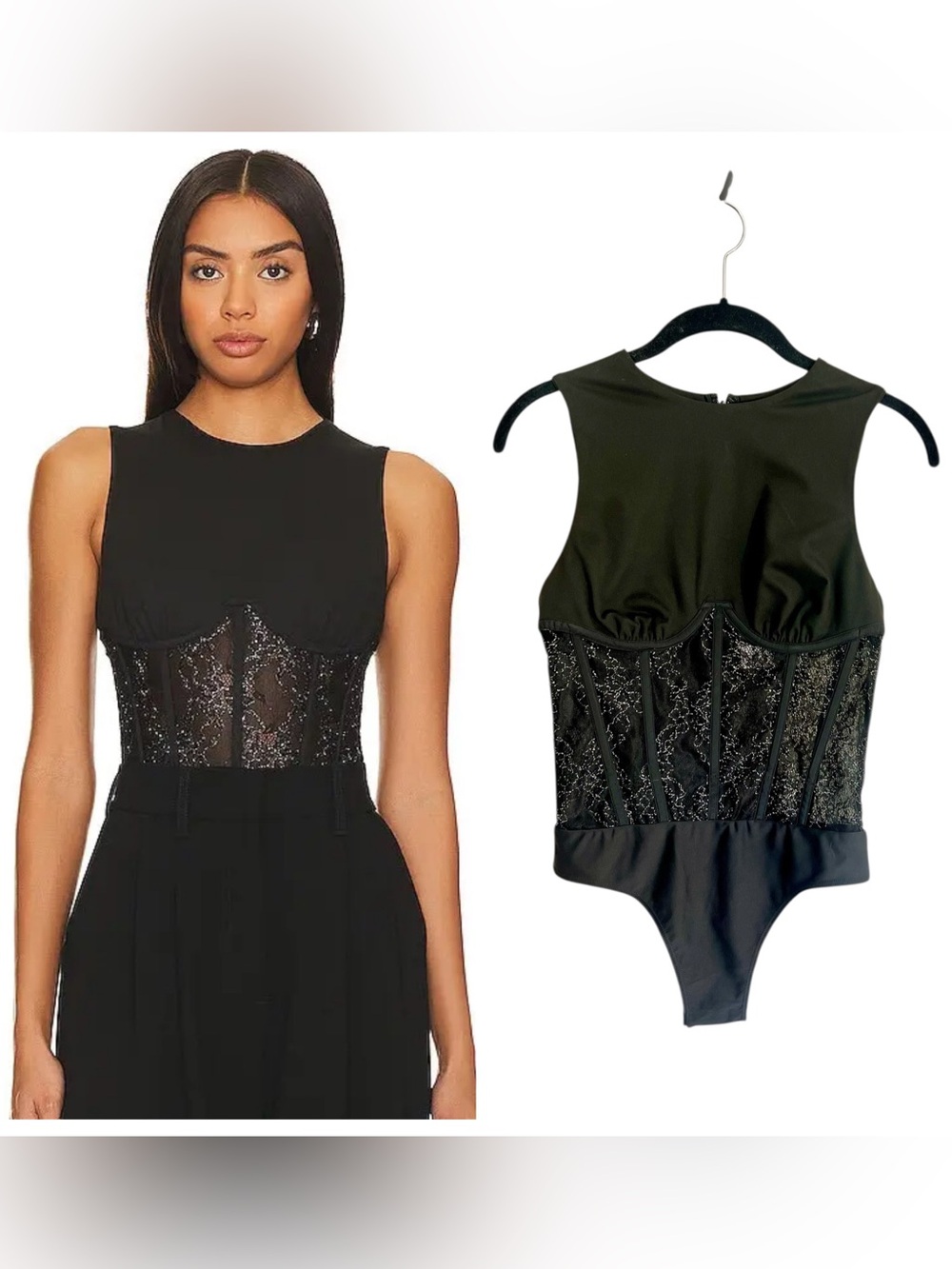 NWT Cami NYC Yazia black corset style lace bodysuit sz 0 whimsigoth sexy goth